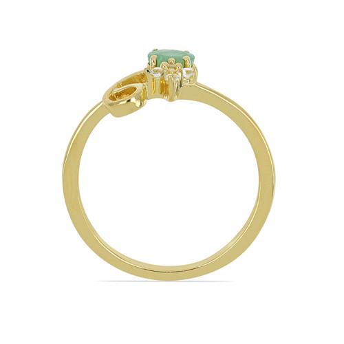 BUY STERLING SILVER NATURAL EMERALD GEMSTONE CLASSIC RING